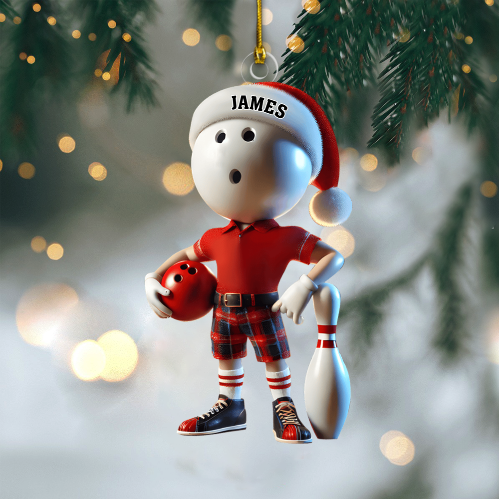 Personalized Bowling Player Ornament – Custom Name & Color Christmas Gift for Bowlers 2025 Ornament