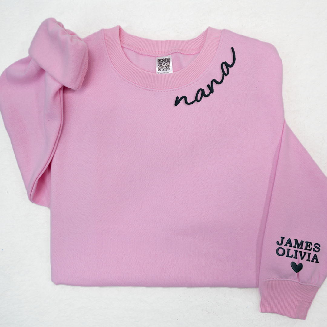 Puff Sweatshirt Nana With Kids Names On Sleeve Sweatshirt