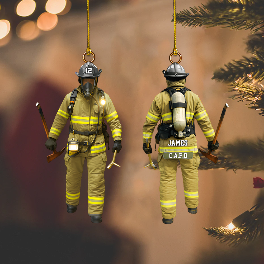 Personalized Firefighter Ornament 2025 – Custom Fireman Ornament, Christmas Gift for Firefighter or Hero Ornament