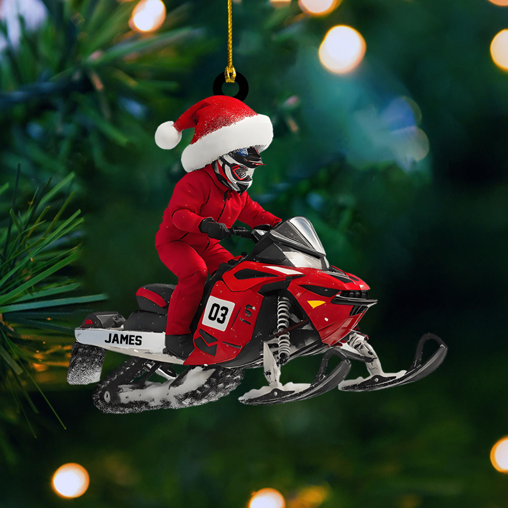 Personalized Snowmobile Ornament 2025 – Custom Name & Number Christmas Ornament, Unique Gift for Snowmobilers & Riders Ornament
