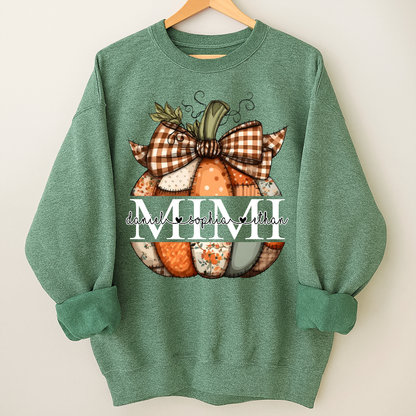 Personalized Fall Pumpkin Sweatshirt – Custom Initial Monogram with Family Names, Cozy Autumn Crewneck for Women
