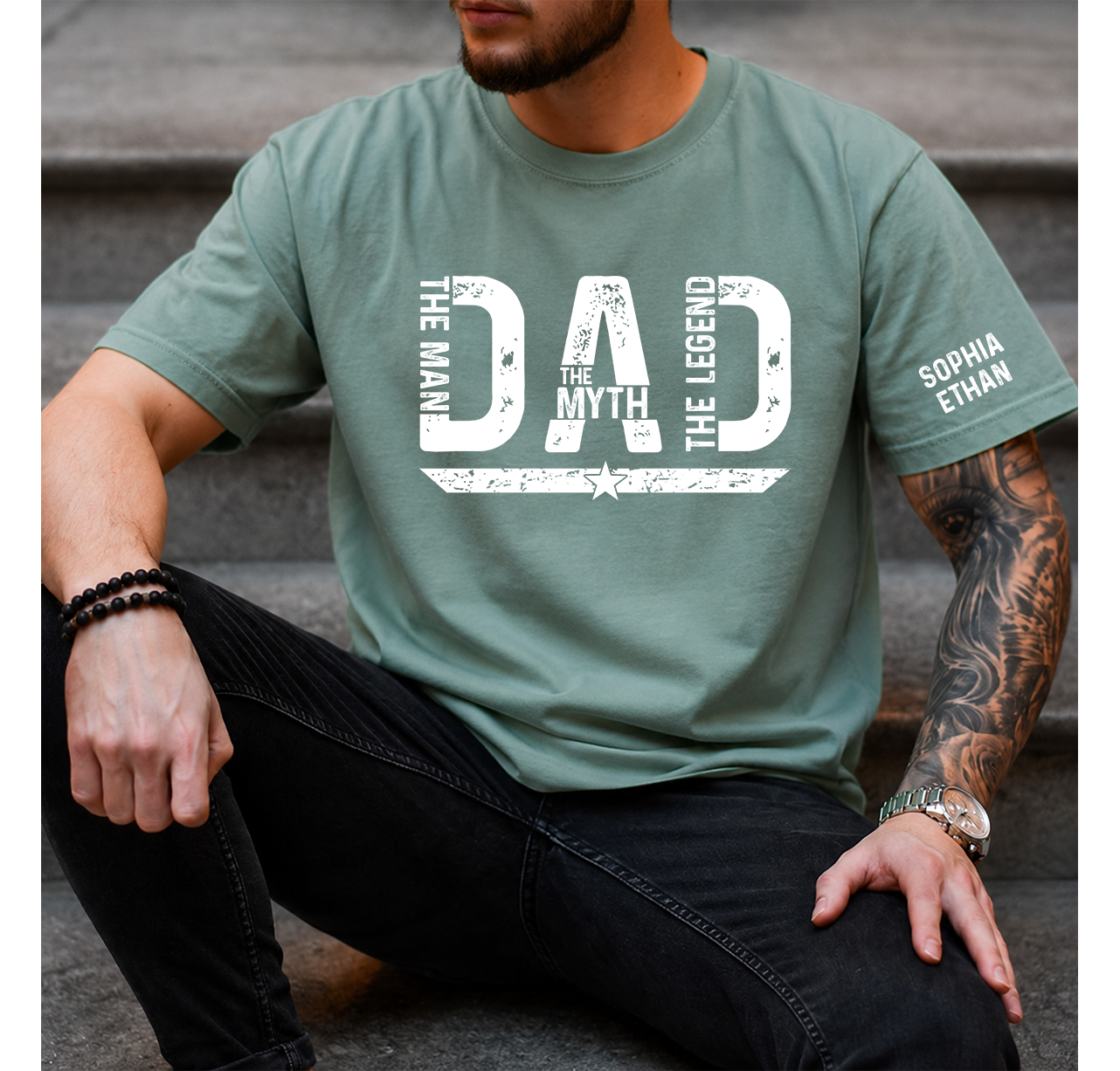 The Man The Myth The Legend Dad T-Shirt – Personalized Custom Name Gift for Dad Daddy Papa