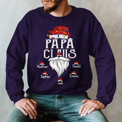 Hat Santa With Christmas Lights, Gift For Grandpa, Custom Give Papa And Kids Sweatshirt