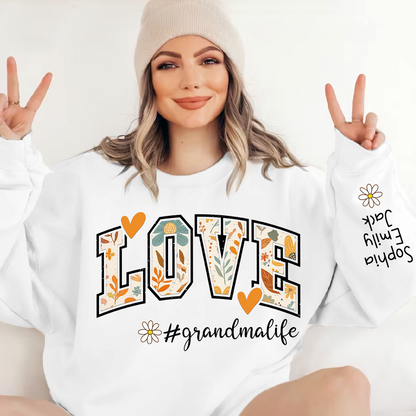 Customized Fall Grandma Life Pumpkin Sweatshirt, Personalized for Grandma And Kids