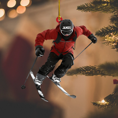 Personalized Skiing Ornament 2025 – Custom Name Skier Ornament, Perfect Christmas Gift for Ski Lovers & Winter Sports Fans Ornament