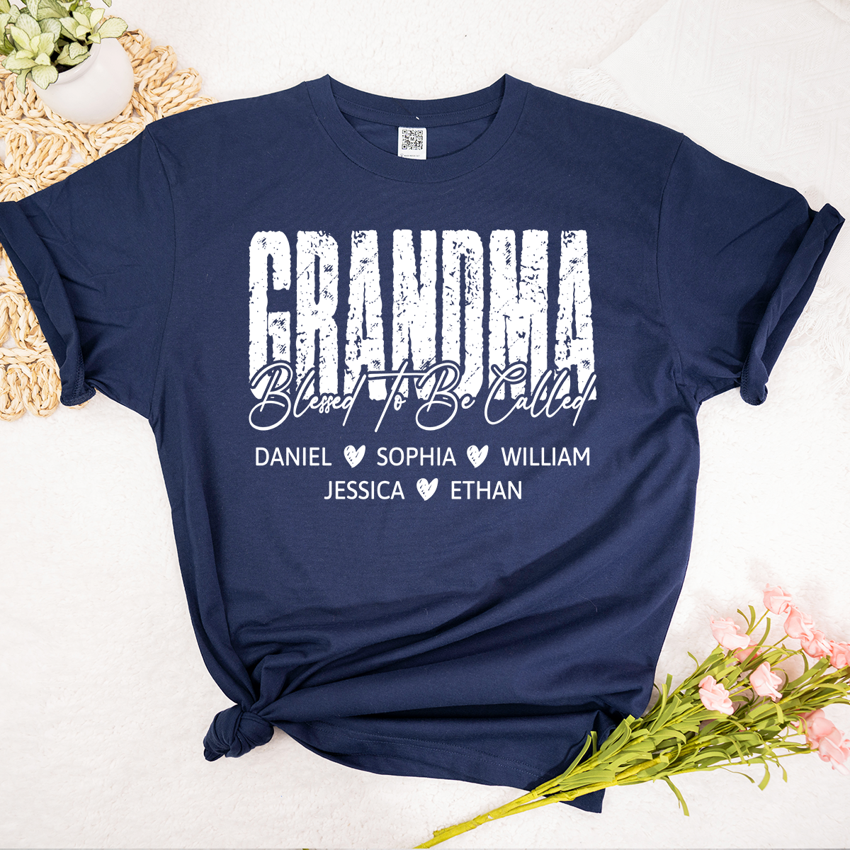 Blessed To Be Called Grandma Shirt, Custom Grandma Name T Shirt with Kids Names, Sentimental Family Apparel for Her