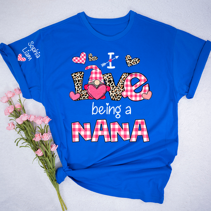Personalized Nana Shirt I Love Being a Nana with Custom Names, Cute Grandma T Shirt Gift