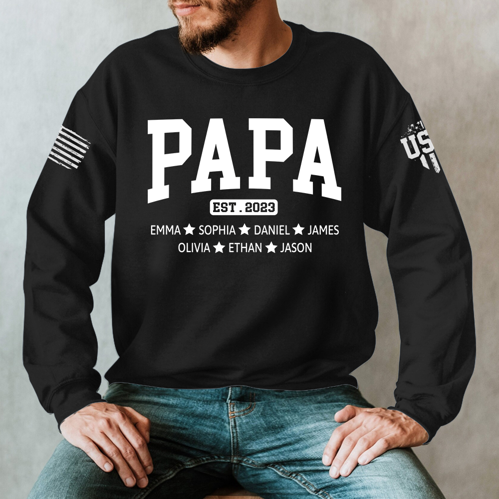 Custom Grandpa Est With Kids, Father's Day Gift Sweatshirt