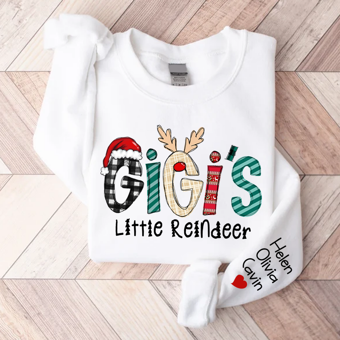 Gigi's Little Reindeer Christmas, Custom Gigi And Kids, Grandma Gift Sweatshirt
