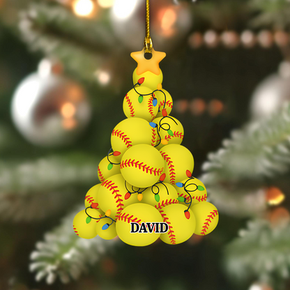 Custom Sports Christmas Ornament – Personalized Name Ball Tree Ornament 2025 Gift for Athletes & Sports Lovers Ornament