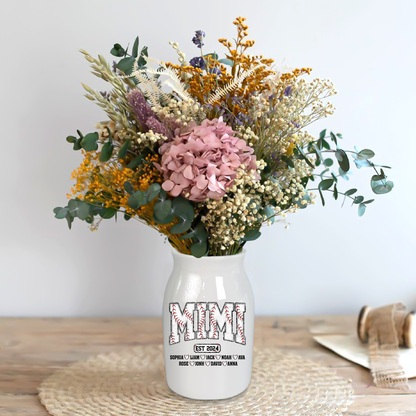 Baseball Grandma And Kids - Custom Home Decoration Flower Vase According To Family Requirements - Warm Gift For Mother's Day, Ceramic Flower Vase