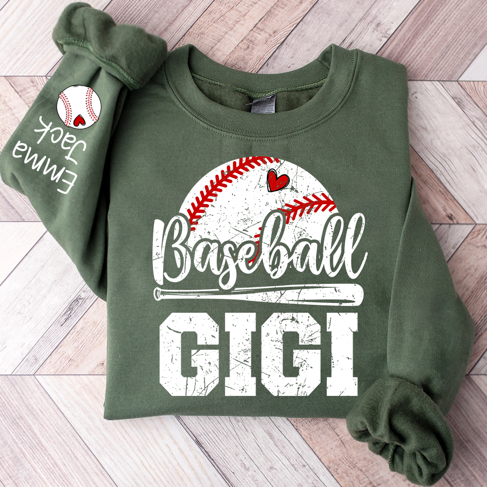 Custom Baseball Gigi Sweatshirt, Graphic Tee With Baseball And Heart Design for Gift Grandma And Kids
