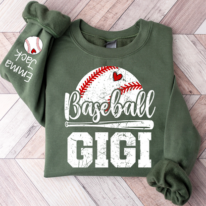 Custom Baseball Gigi Sweatshirt, Graphic Tee With Baseball And Heart Design for Gift Grandma And Kids