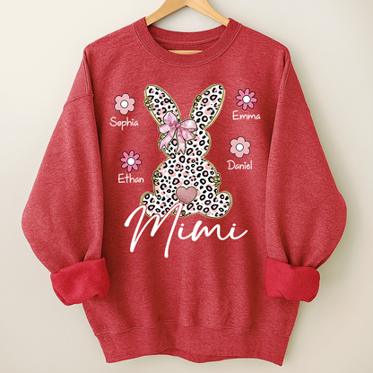 Personalized Nana Bunny Sweatshirt With Kids Names, Easter Gift For Nana