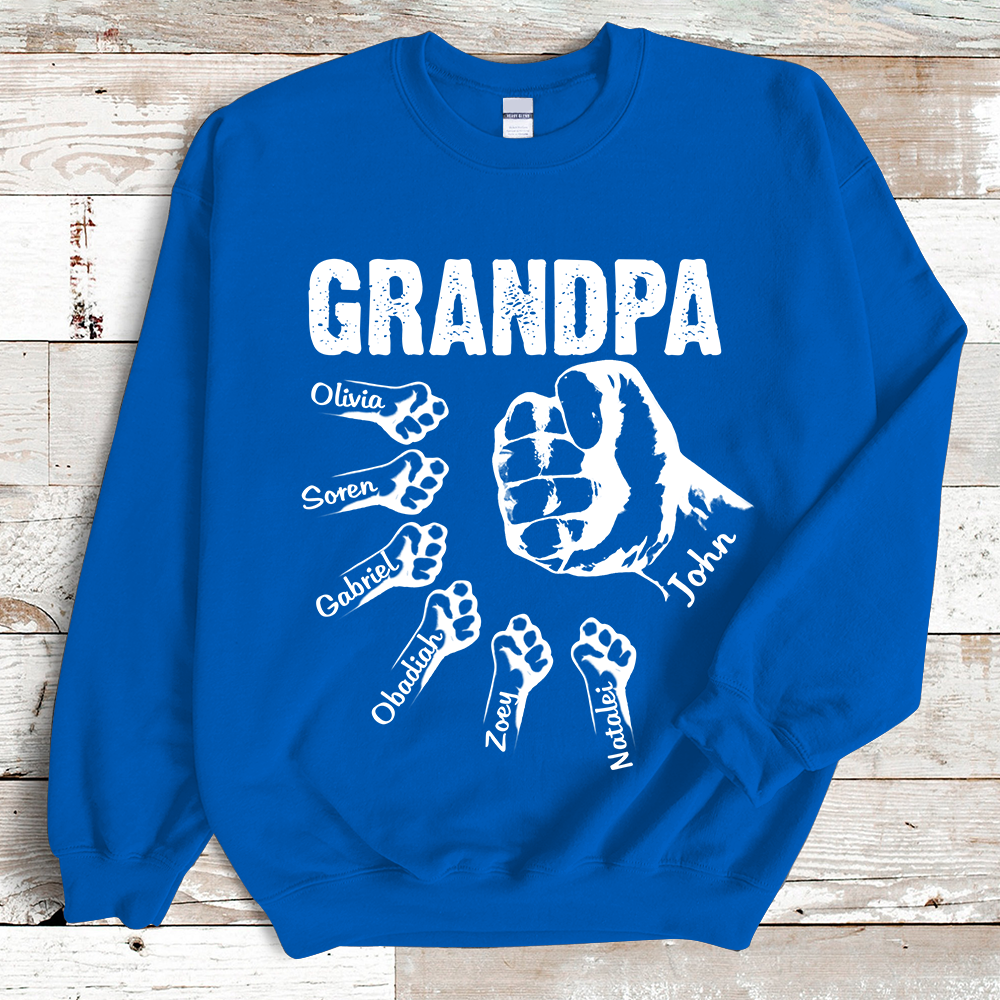 Personalized Grandpa with Grandkids Hand to Hands Sweatshirt