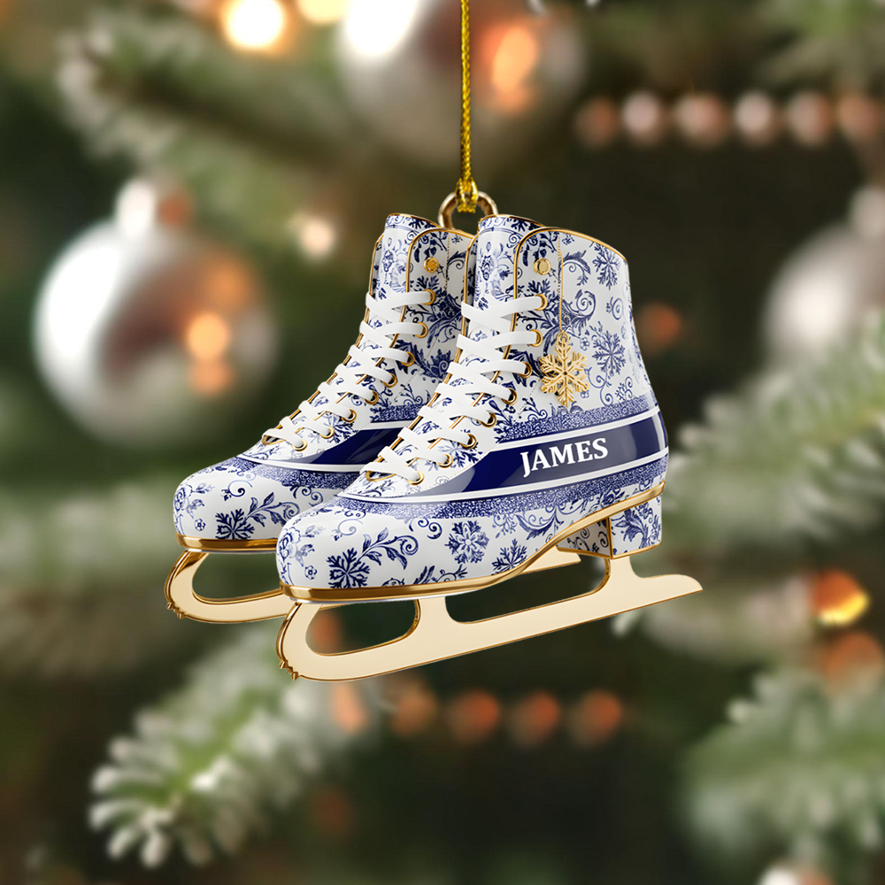 Personalized Ice Skates Ornament – Custom Name Christmas Decor for Skaters & Winter Sports Lovers Ornament