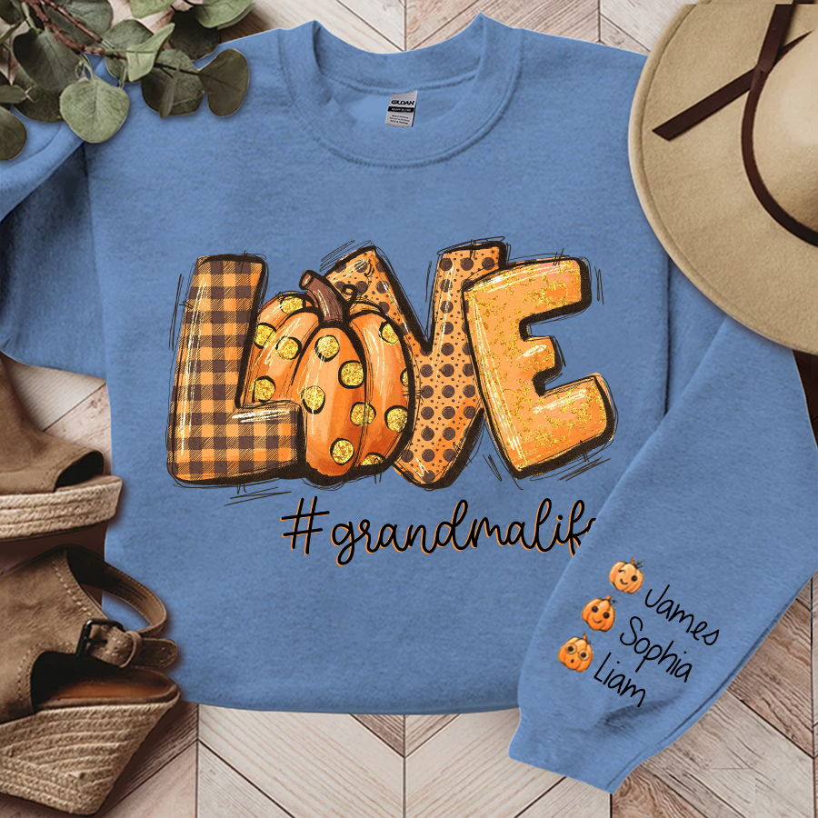Love Pumpkin Fall Autumn, Grandma Life And Grandkids Sweatshirt, Grandma Autumn Gift TH Sweatshirt