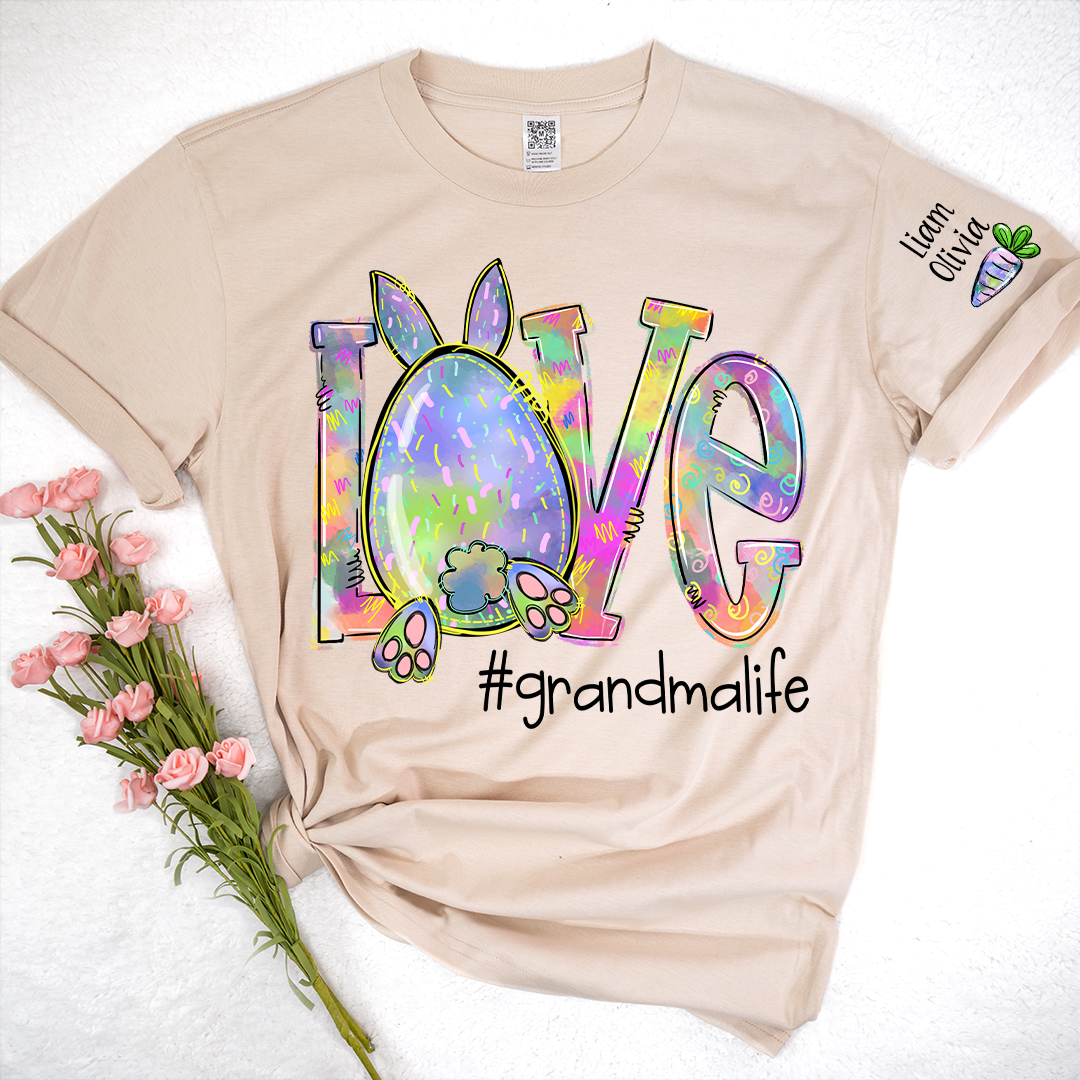 Love Grandma Life Rainbow Easter Bunny And Kids Carrot LTP01