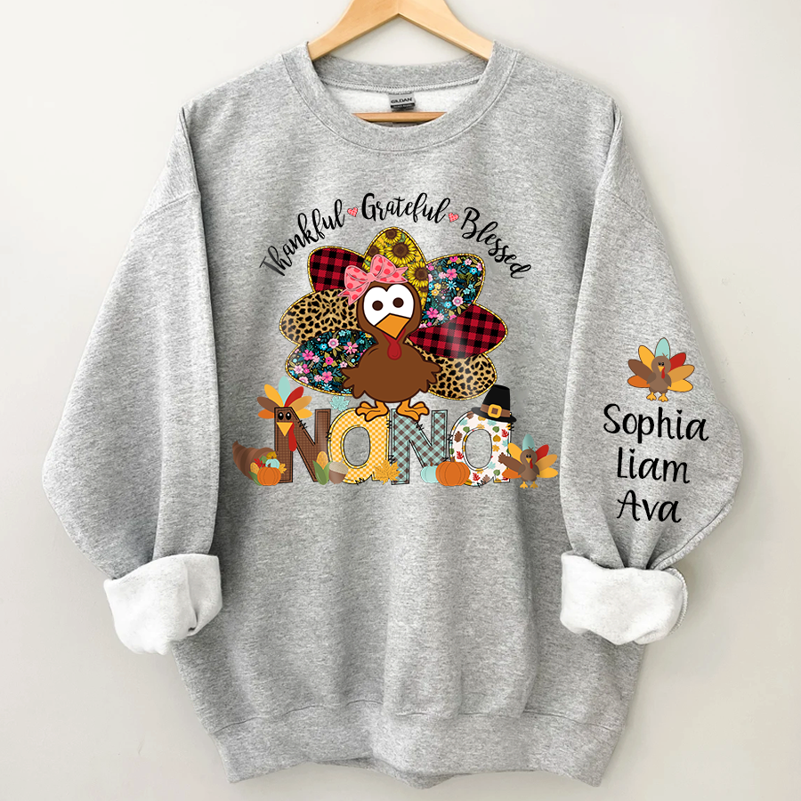 Personalized thankful grateful blessed nana with grandkids Sweatshirt