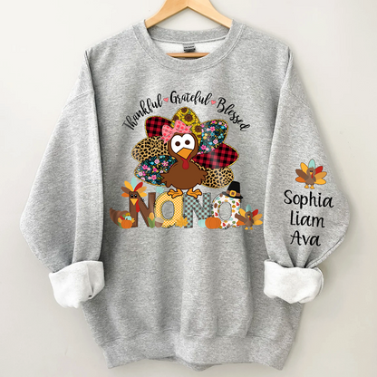 Personalized thankful grateful blessed nana with grandkids Sweatshirt