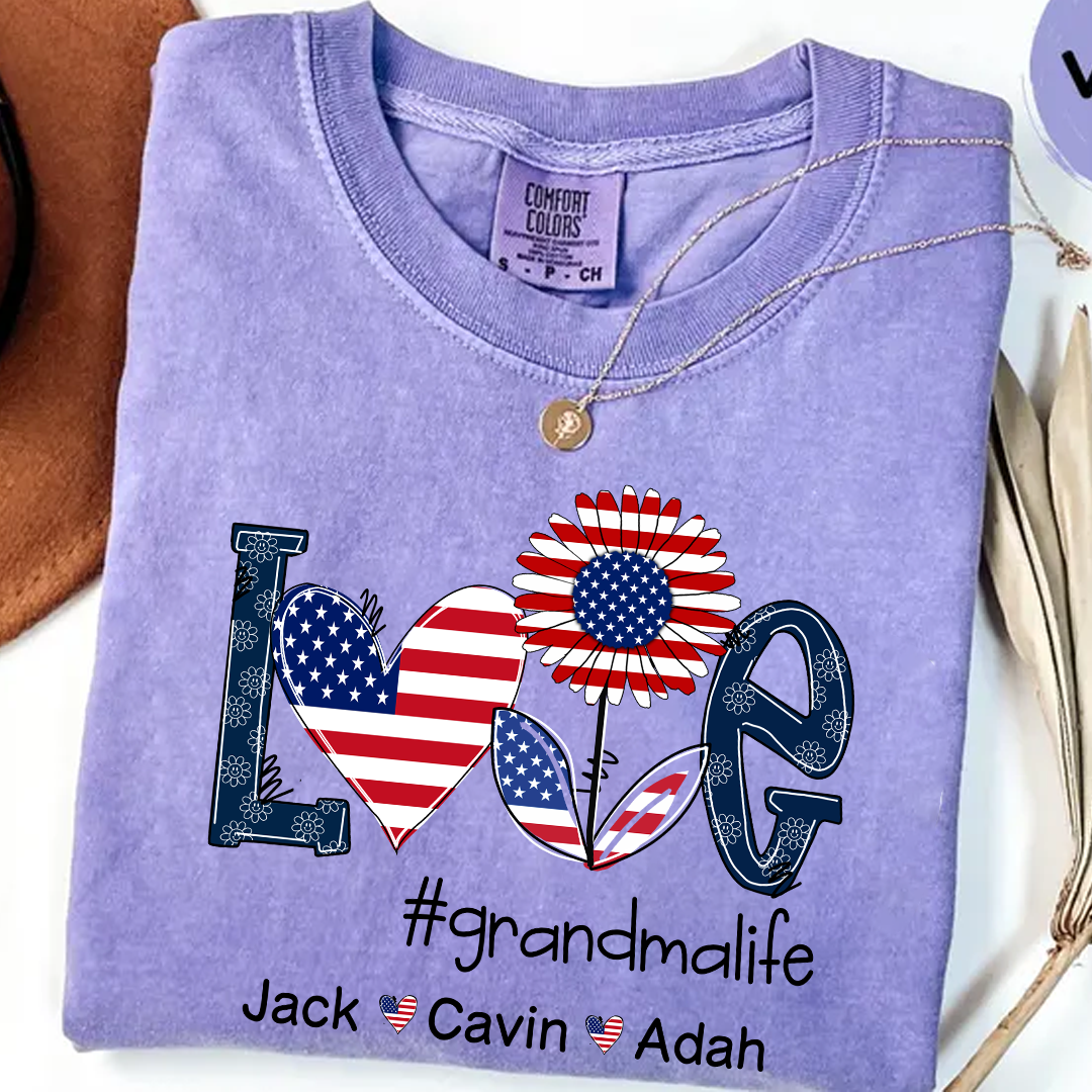 Comfort Colors® Love Grandma Life Usa, Custom Mom, Grandma With Grandkids, Gift for Grandma