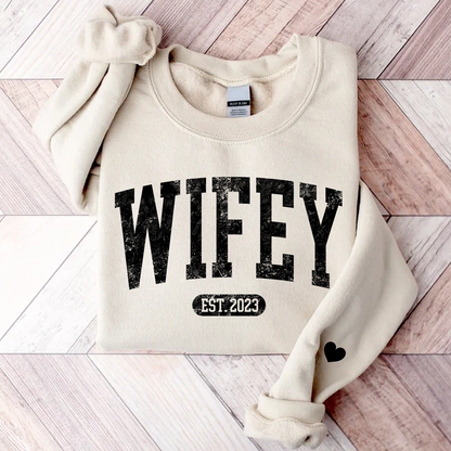 Personalize Wifey Sweatshirt, Engagement Sweatshirt, Bridal Shower Gift, Gift For Bride, New Wife Sweatshirt