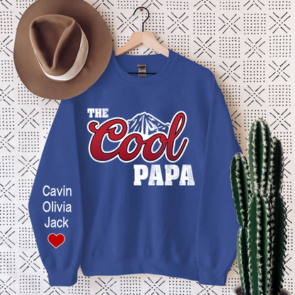 The Cool Papa, Custom Papa And Grandkids, Papa Gift Sweatshirt