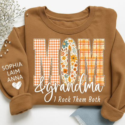 Custom Fall Mom & Grandma I Rock Them Both Sweatshirt, Gift For Grammy And Her Grandchildren