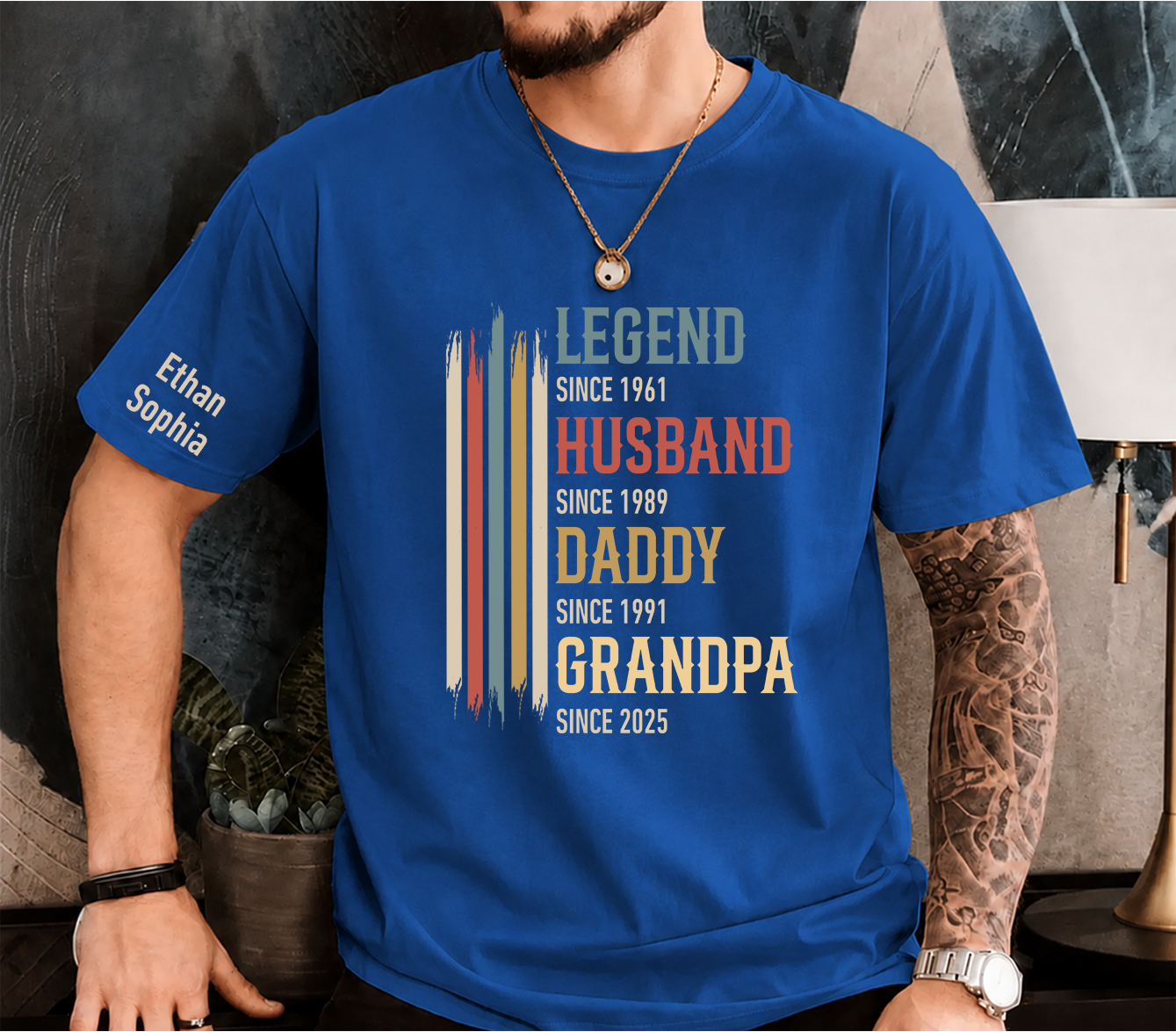 Legend Husband Dad Grandpa T-Shirt – Personalized Names Gift for Father Dad Papa Birthday Fathers Day