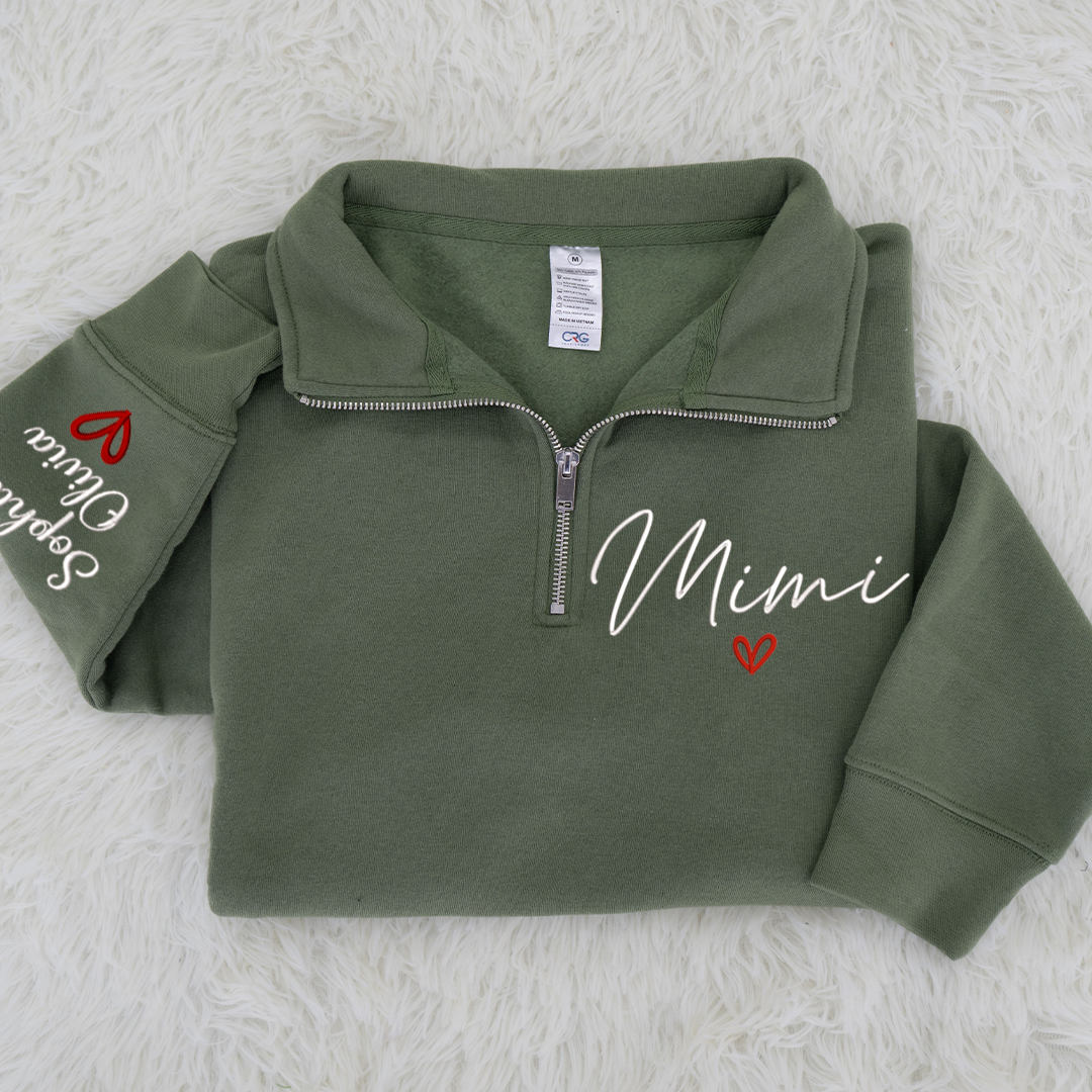 Personalized Hand Embroidered Mimi Sweater, Gift for Grandma and Grandchildren's Names