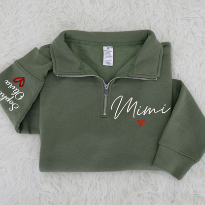 Personalized Hand Embroidered Mimi Sweater, Gift for Grandma and Grandchildren's Names