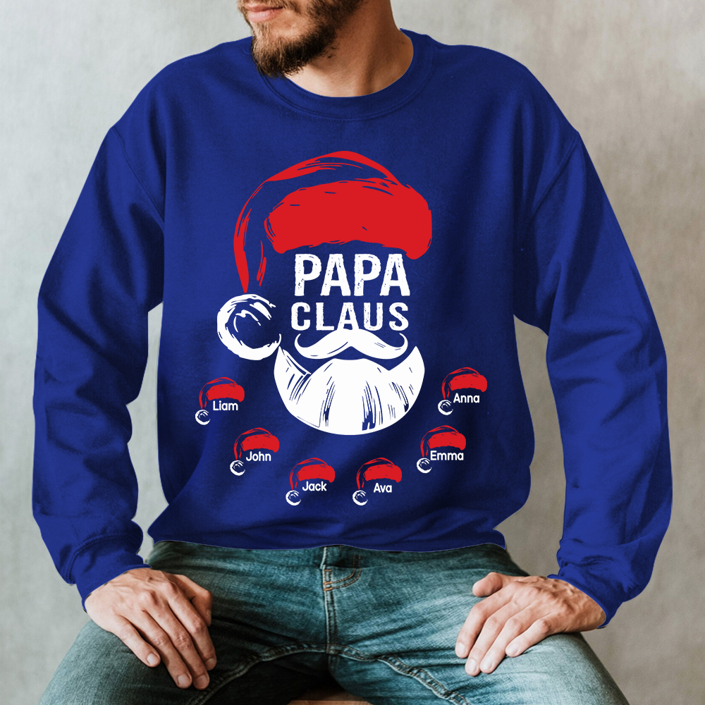 Custom Papa Claus Christmas, Gift For Papa And Kids Sweatshirt