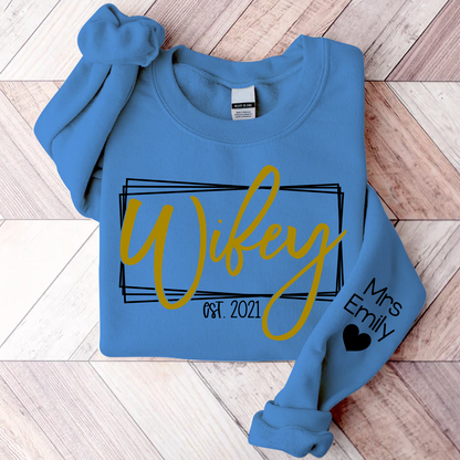 Wifey Hubby Custom Est Couple Sweatshirt, Gift For Fiance, Wedding Gift, Matching Couple Sweatshirt