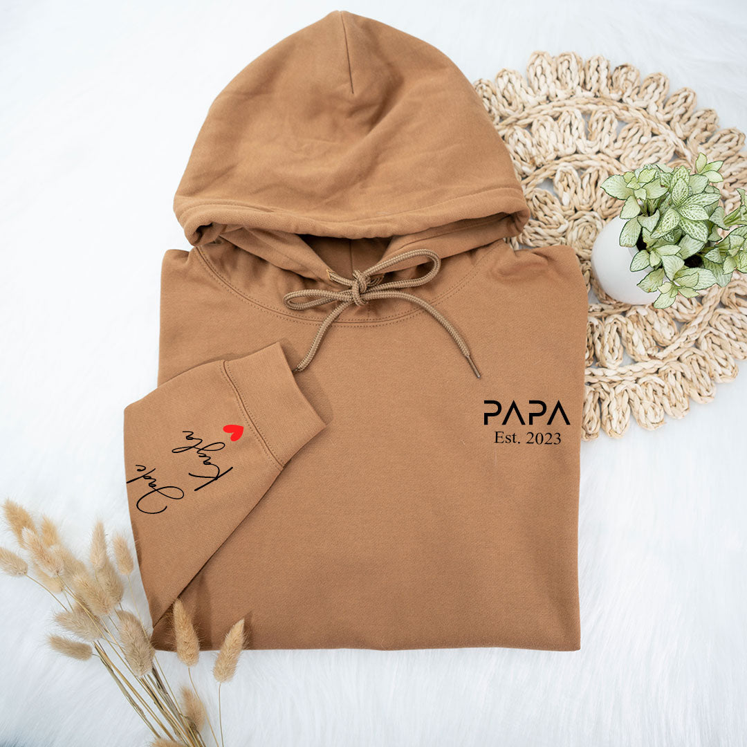 Personalised Papa And Kids Est Years Hoodie