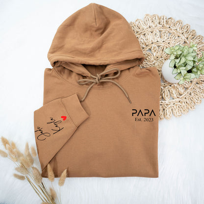 Personalised Papa And Kids Est Years Hoodie