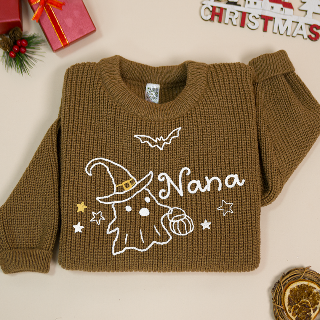 Mimi Boo Sweater – Embroidered Halloween Knit Pullover for Grandma