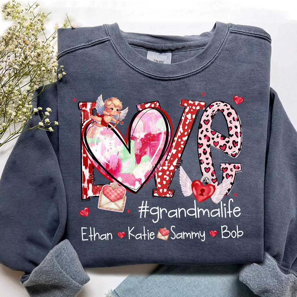 Personalized Love Grandma Life Sweatshirt, Custom Valentine Heart Design