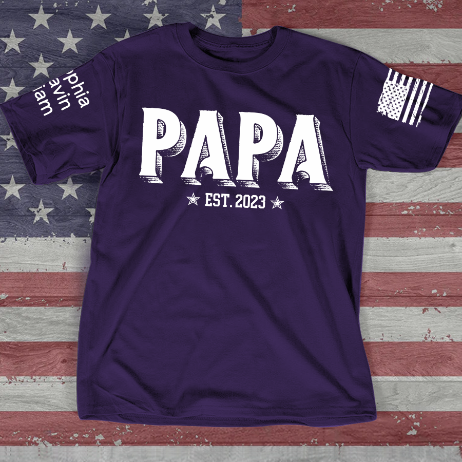 Custom Papa Est And Grandkids Father's Day