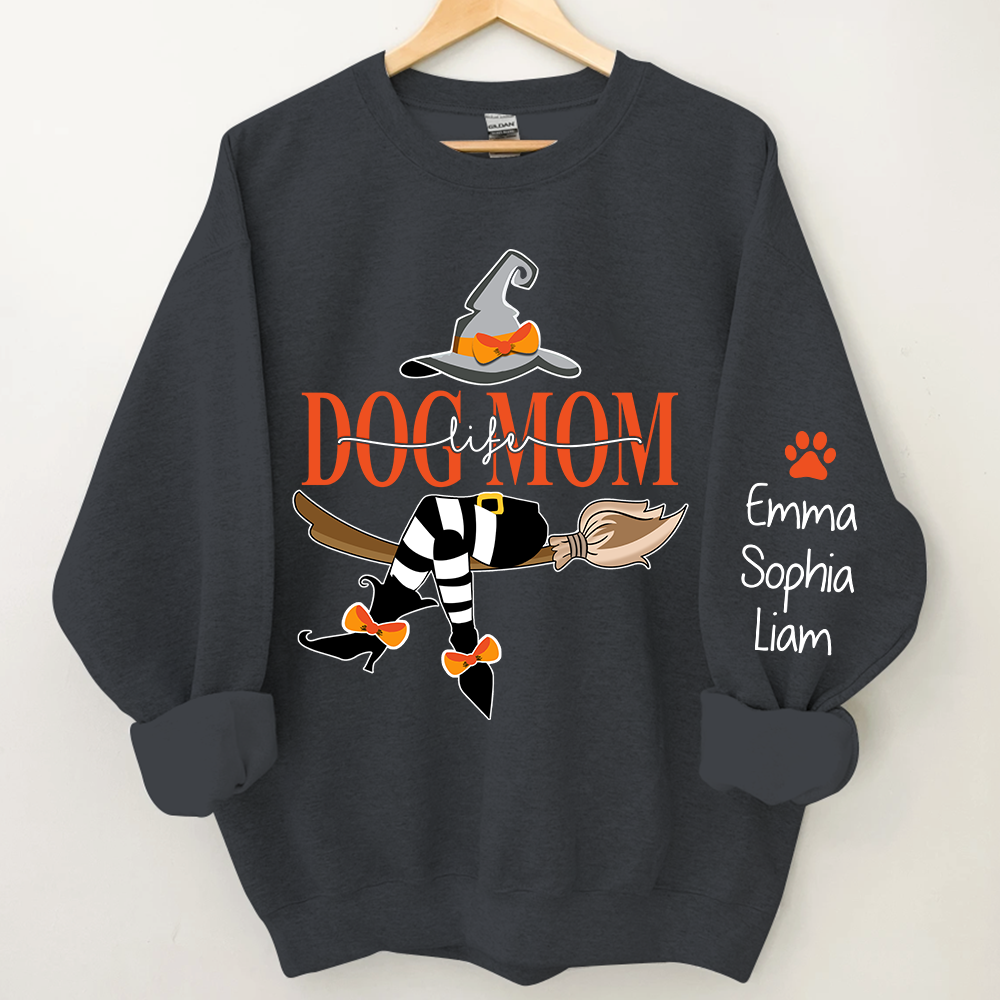 Dog Mom With Halloween Sweatshirt, Custom Mom & Kids Halloween, Gift For Mom TH