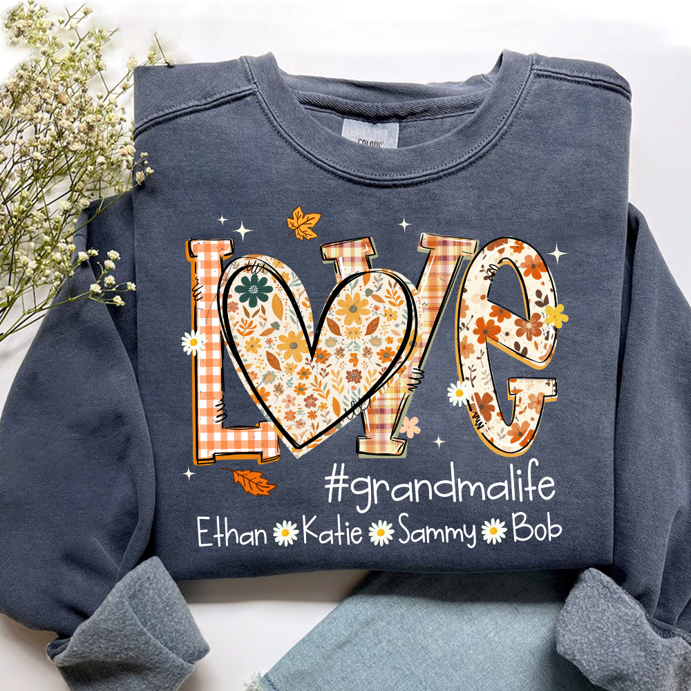 Love Personalized Preppy Fall Cozy Season, Custom Mimi And Kids Names