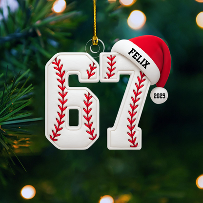 Custom Sports Ornament 2025 – Personalized Jersey Number Ornament with Name and Year, Gift for Athletes and Fans Ornament