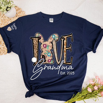 Personalized Love Gigi Easter T Shirt, Bunny And Egg Design With Names For Grandma