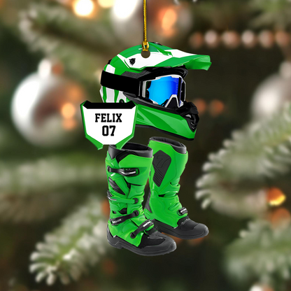 Personalized Motocross Ornament 2025 – Custom Dirt Bike Rider Ornament, Christmas Gift for Biker or Motocross Lover Ornament