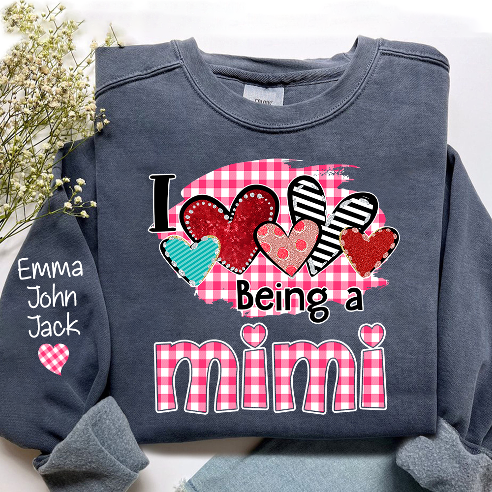 Valentine Mimi Crewneck Sweatshirt, Cute Heart Family Love Design, For Gift Grandma And Kids