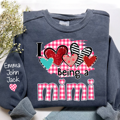 Valentine Mimi Crewneck Sweatshirt, Cute Heart Family Love Design, For Gift Grandma And Kids