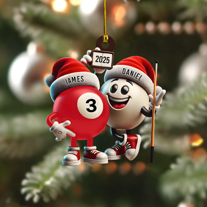 Personalized Pool Ball Ornament 2025 – Custom Billiards Christmas Decoration for Pool Players Ornament