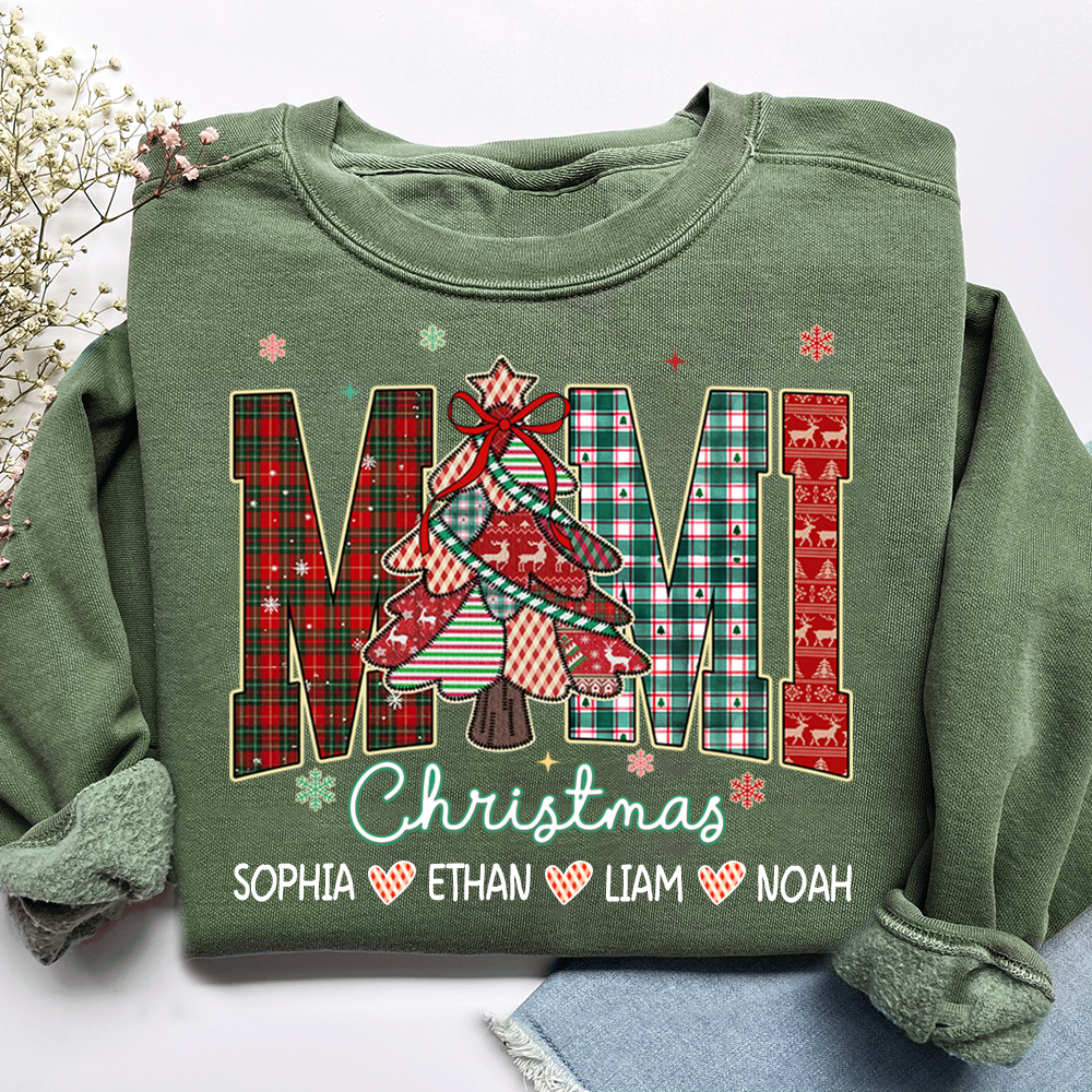 Personalized Mimi Christmas Sweatshirt, Customized Gifts for Grandma and Grandchild