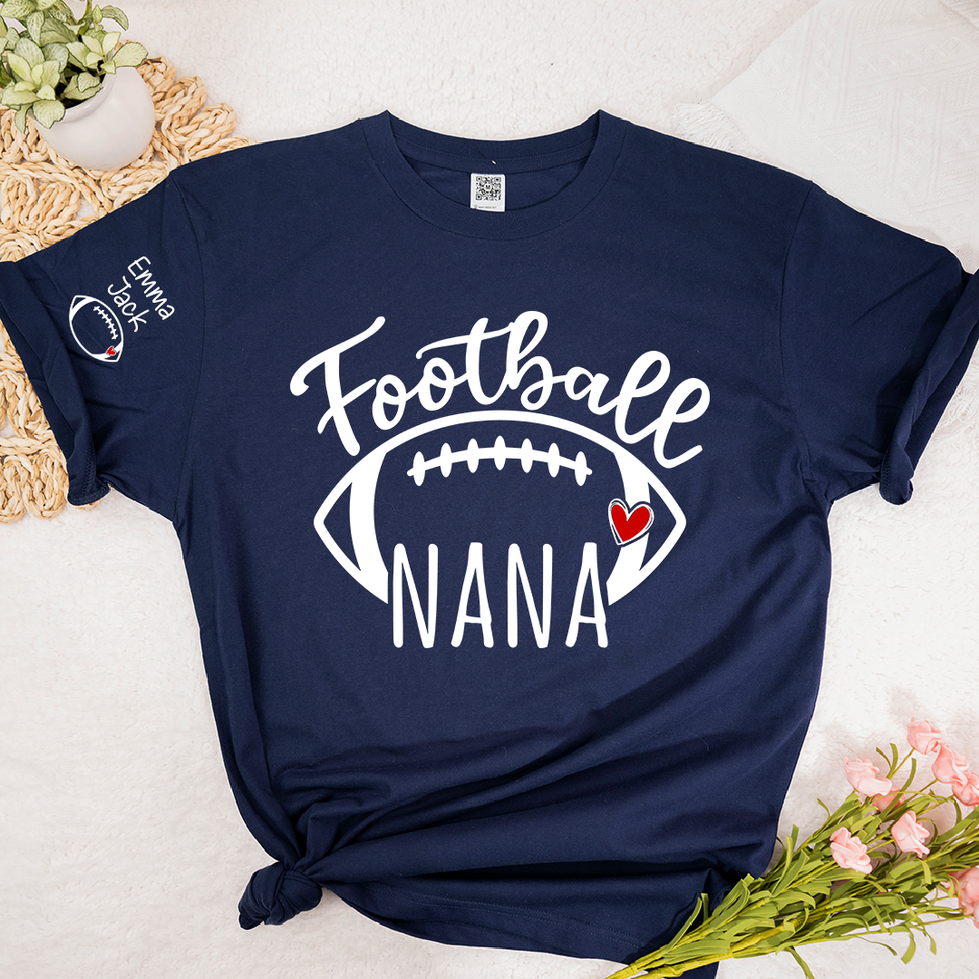 Football Grandma T-Shirt, Personalized Grandma T-Shirt for Football Lovers with Custom Name