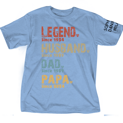 Legend Papa Custom Papa Grandpa Dad And Grandkis T-Shirt