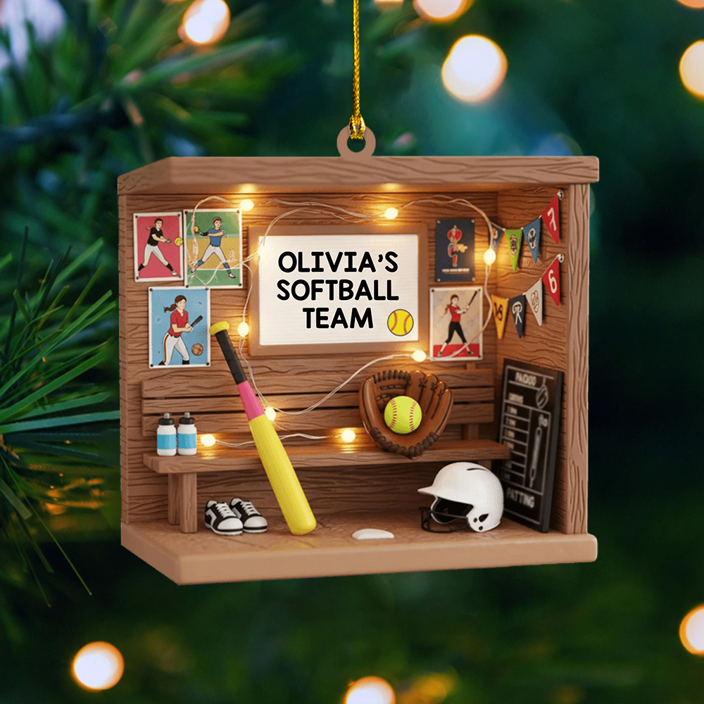 Personalized Softball Ornament 2025 – Custom Name Team Ornament, Softball Player Christmas Gift for Girls Ornament